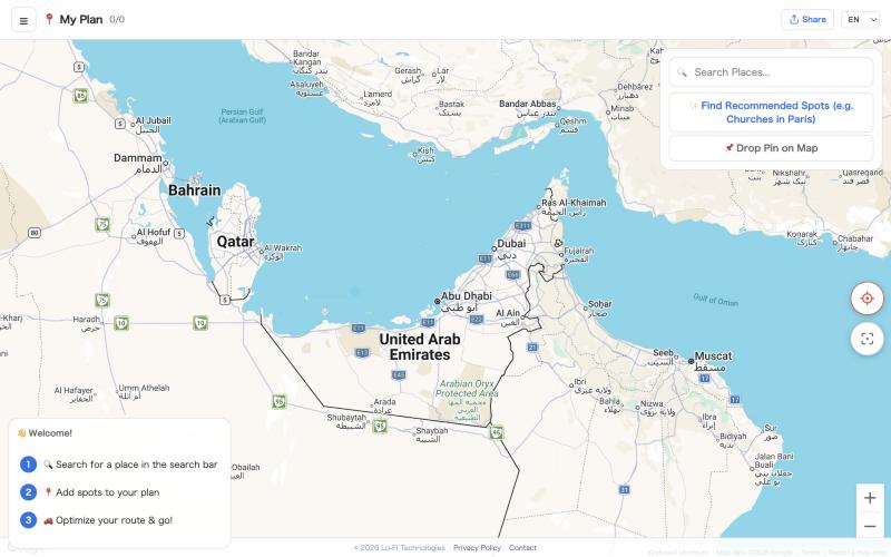 1 Day Plan & Map